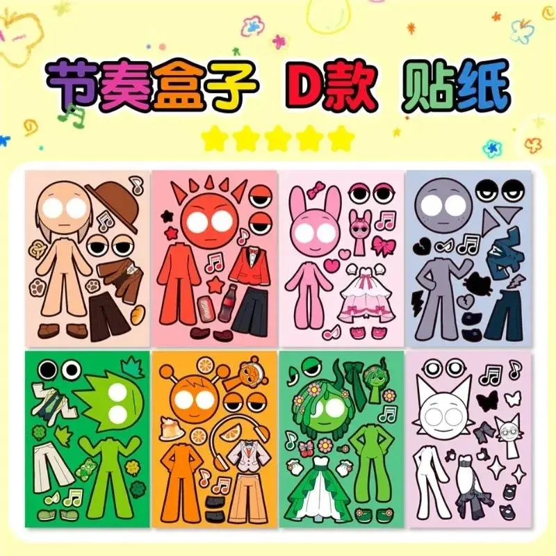 8-Sheets/Pack DIY Cute Unicorn Make-a-Face Cartoon Puzzle Stickers, Creative Assemble Jigsaw Toy Gift for Children, Stress Relief Classic Novelty Toy, Sticker