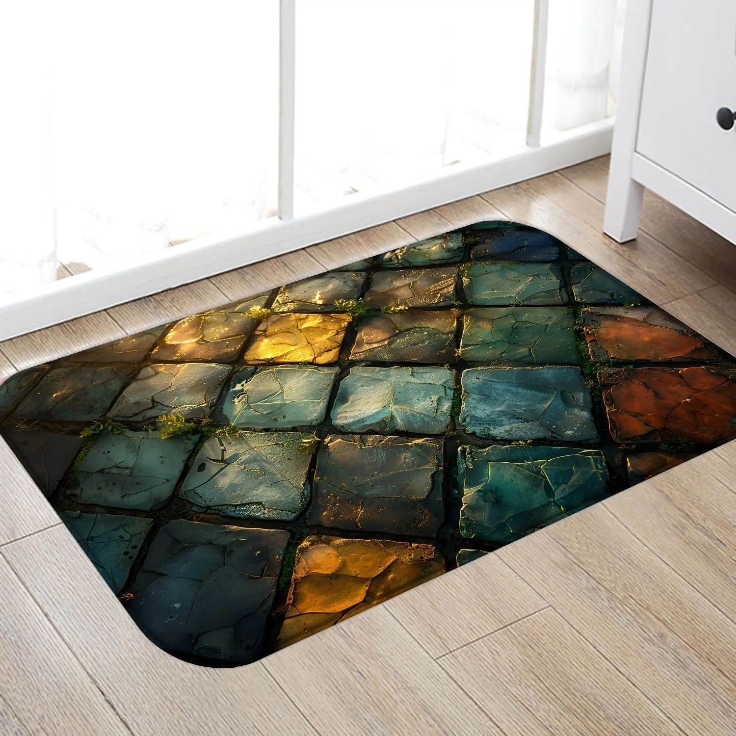 Memory Foam Bath Mat Flannel Absorbing Water Floor Rug 16x24in | Anti-slip and Soft Water Absorbing Carpet Suitable for Bathroom Kitchen Entrance Laundry Room