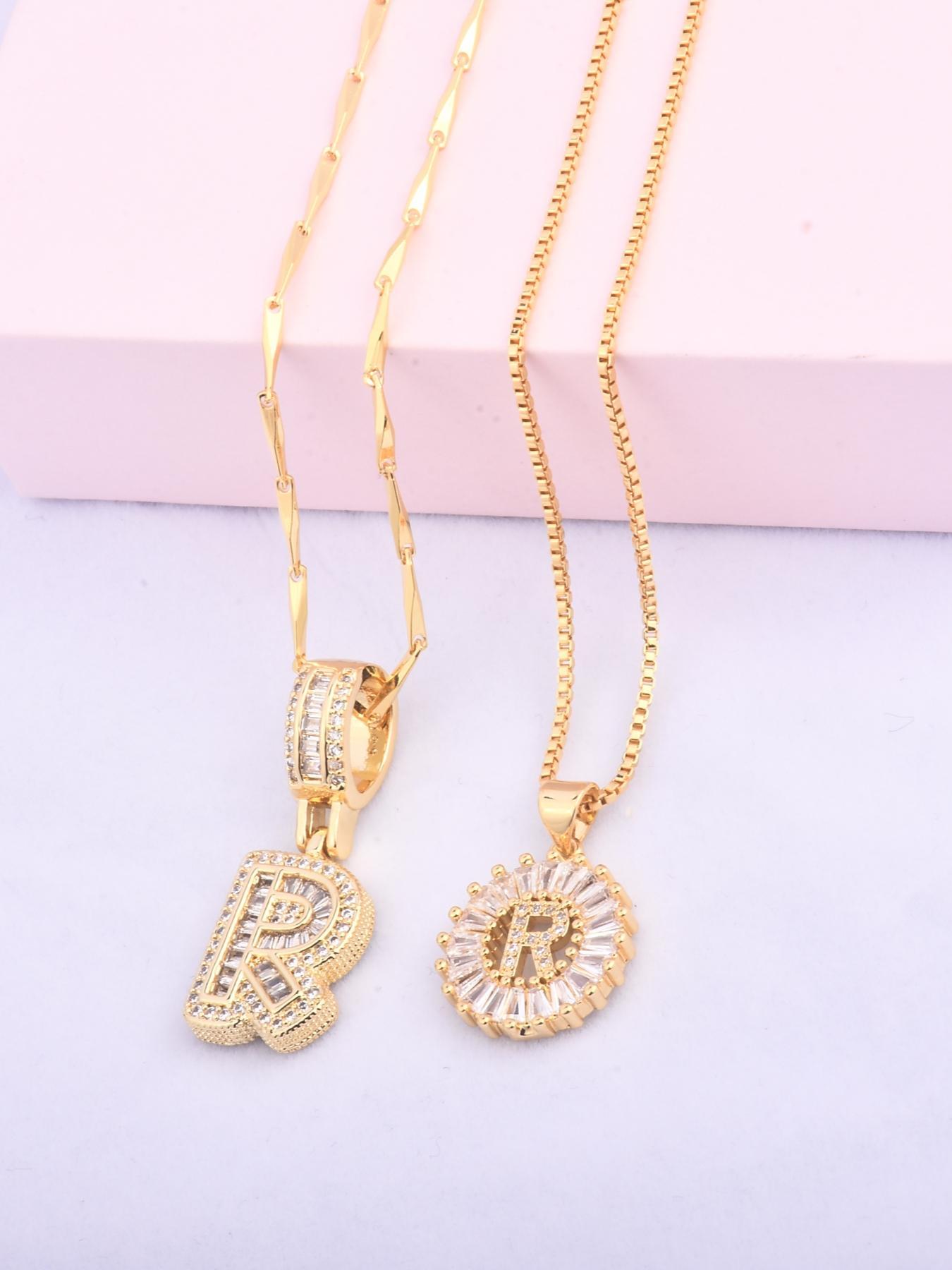 Initials Necklace with Box, 26 Letters Pendant Necklace for Women & Girls, Fashion Jewelry for Party, Daily Decor, Trendy All-match & Exquisite Jewelry for Birthday Gift, Initial Necklace Set