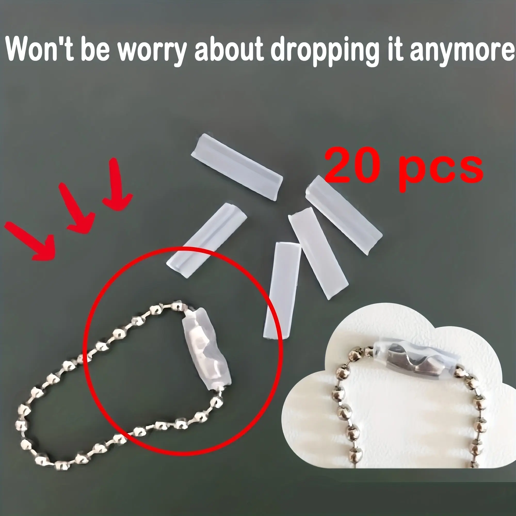 20pcs Bead Chain Anti-Loss Protectors, Transparent Color, Secure Fit, Keychain Holder With Keychain, Acrylic Photo Card Clip, Jewelry Accessories
