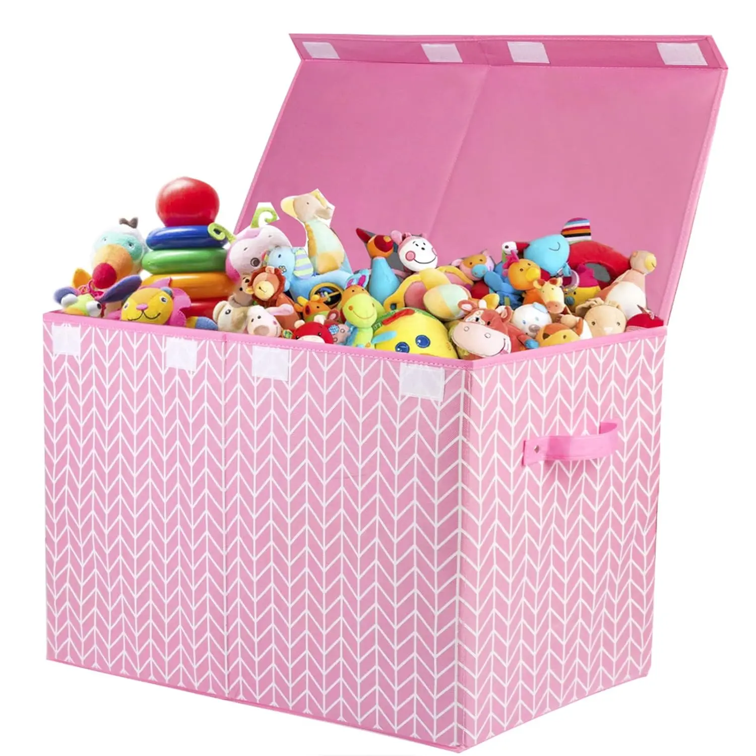 Large Toy Storage Box Chest for Girls Kids, Sturdy Toy Box Bin Organizer Baskets with Lid for Living Room, Nursery, Closet, Bedroom, Playroom 25"x13" x16" (Pink)