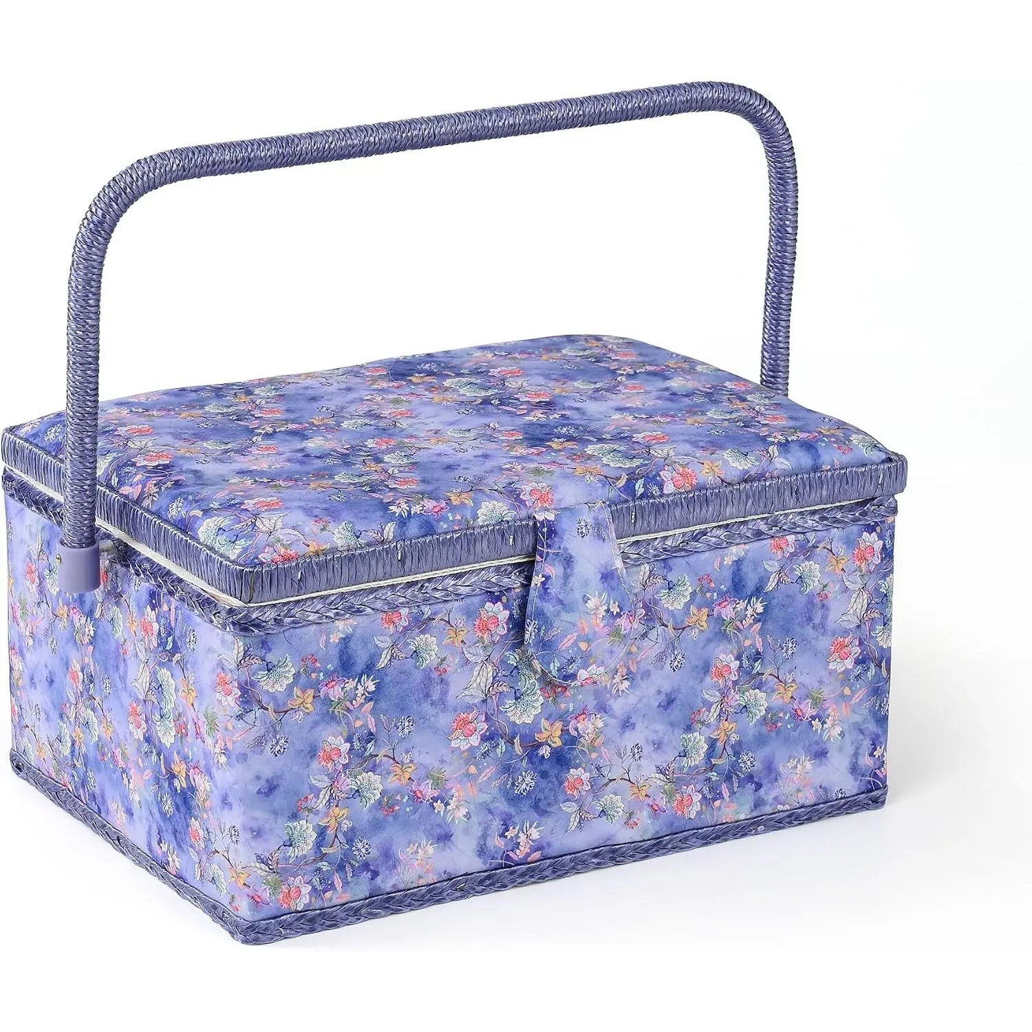 Sewing Basket with Sewing Supplies, Large Sewing Box for Accessories Storage, Purple Flower