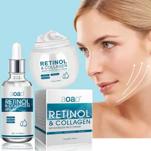 2pc Collagen Retinol Face Care Set, Includes 50ML Serum and 130g Moisturizer, Brightening Anti-Wrinkle, Firming, Hydrating