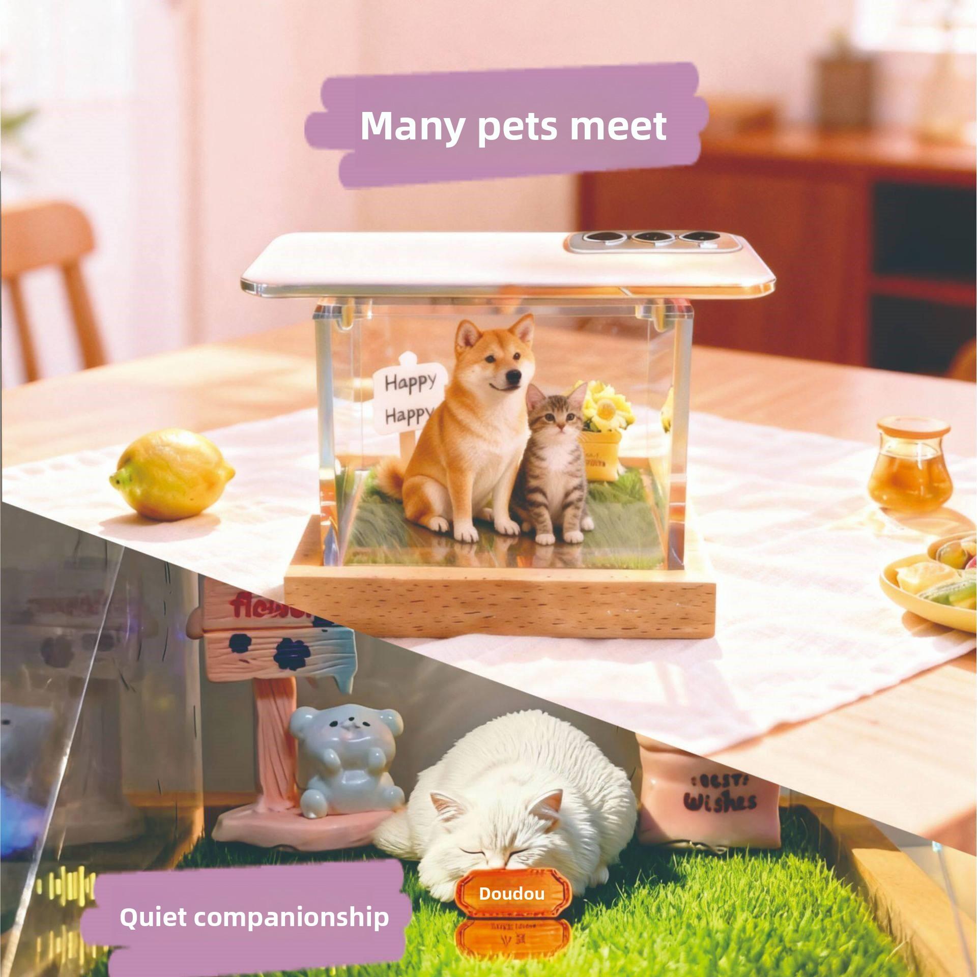 Pet 3D Hologram Projection Box AI Companion Memorial Keepsake For Dogs Cats Heated Outdoor Dog House with Heating Pad human sized bed cat tree Breathable Elevated Cooling Curved Foam Stairs Ramp Gothic Coffin Wheeled Wooden Crate Soft Foldable Cushion