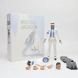 Michael Jackson Smooth Criminal Movable Action Figure King Of Pop Articulated PVC Doll With Extra Hands Head Sculpt Base Boxed Moonwalk Singer Collectible Model Toy Music Fan Gift