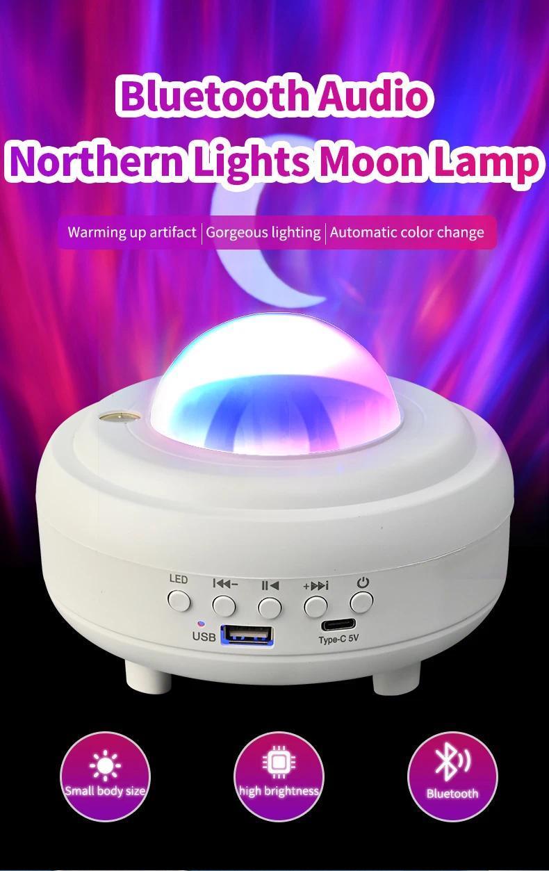 UFO Spaceship Projection Starry Sky Lamp with Bluetooth Speaker LED Lights Bedroom RGB Aurora Moon Lamp for Room Decor Christmas Kids Gift Dual Control Options USB Drive Compatible
