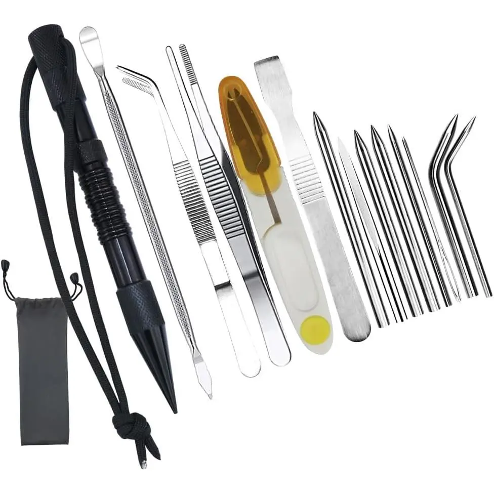 12- Black Paracord Accessories Kit, Stainless Steel Marlin Spike, Paracord Tools, Lacing  & Paracord  Set for Leather, Rope & Bracelet Making(Black)