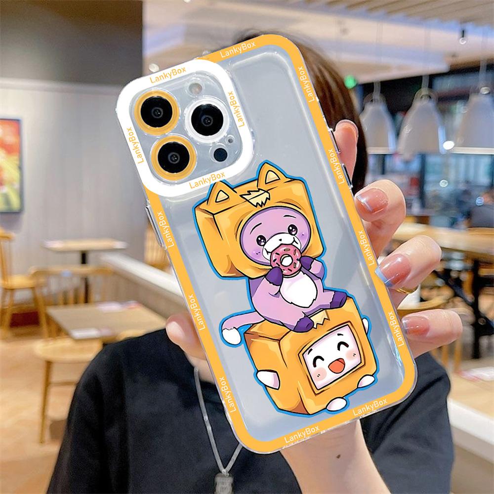 Cute Cartoon LankyBox Phone Case For iPhone 17 16 15 14 13 12 11 Pro Max Plus Transparent Cover
