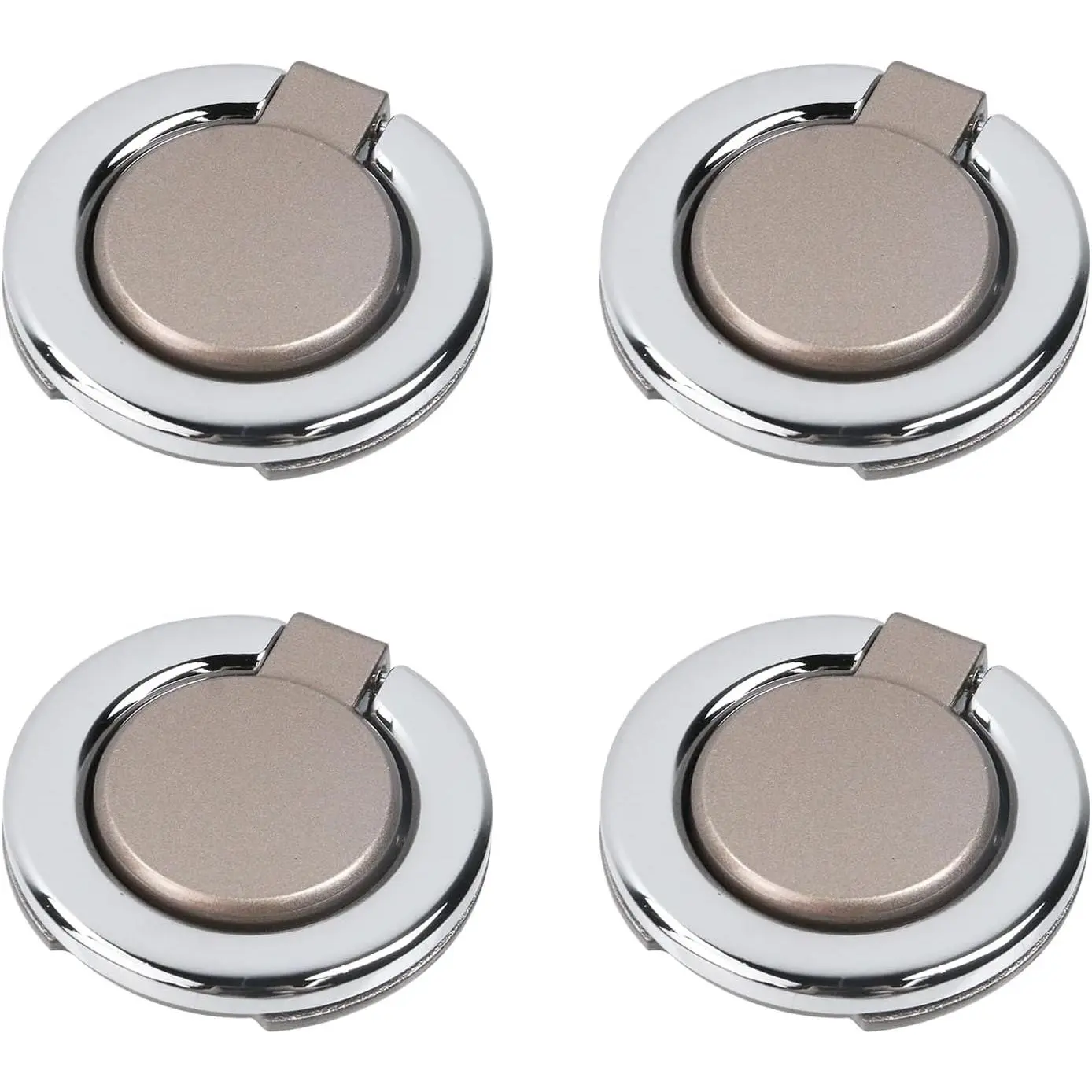 4Pcs Zinc Alloy Round Recessed Flush Pull Handles - 1.38" Hole Centers, Hidden Modern Plane Handles for Cabinet Drawer Door