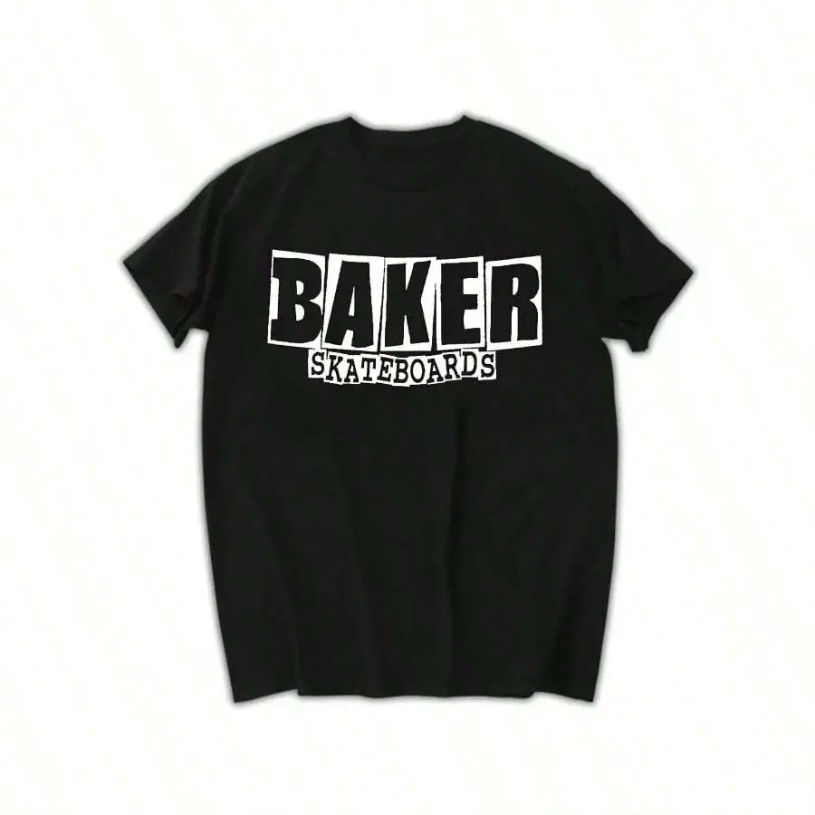 BAKER SKATEBOARDS Men's Graphic Print Cotton T-Shirt - Soft Relaxed Fit Crew Neck Short Sleeve, All-Season Casual Tee With Bold Black Lettering (White), Skateboarding Apparel, Skateboard Style, Comfortable Fit, Streetwear Fashion, Urban Style, Breathable