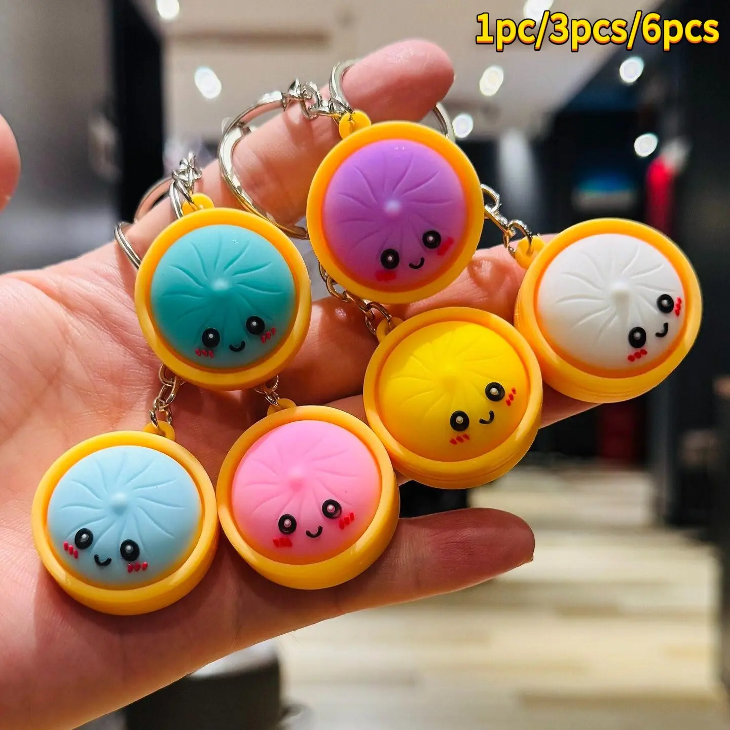Mini Shiny Dumpling Keychain, Colorful Cute Soft Silicone Stress Relief Toy, Fun Food Shape Pendant, Party Gift, Adorable Key Chain, Fidget Keychain, Fidget Keyring, Cute Keychain Accessory
