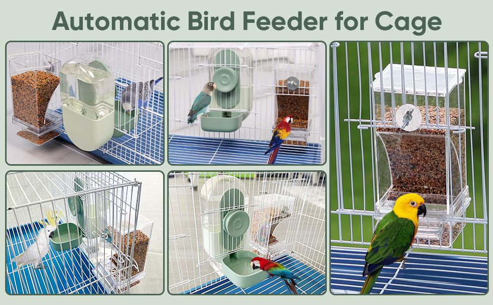 No Mess Bird Feeder & Water Dispenser Set - Automatic Feeding & Hydration, Parakeet Cage Accessories for Parrots, Cockatiels, Finches, Lovebirds & Budgies