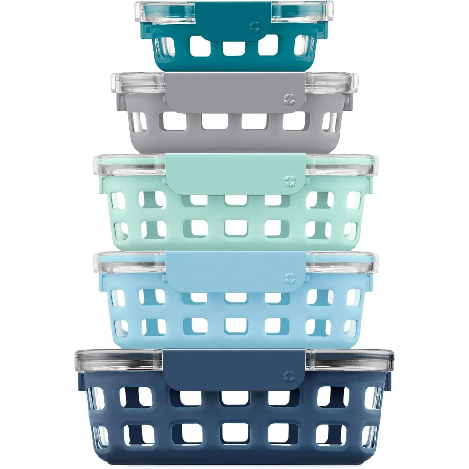 Duraglass Mixed Meal Prep Sets Leak-Proof Glass Food Storage Containers with Silicone Sleeves and Airtight BPA-Free Lids, Dishwasher, Microwave, and Freezer Safe