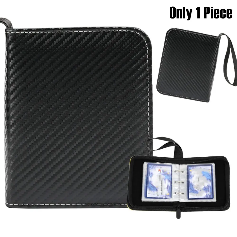 80-card Single-grid Trading Card Book, PU Zipper Full-inclusive PTCG Game Card Collection Card Album Binder