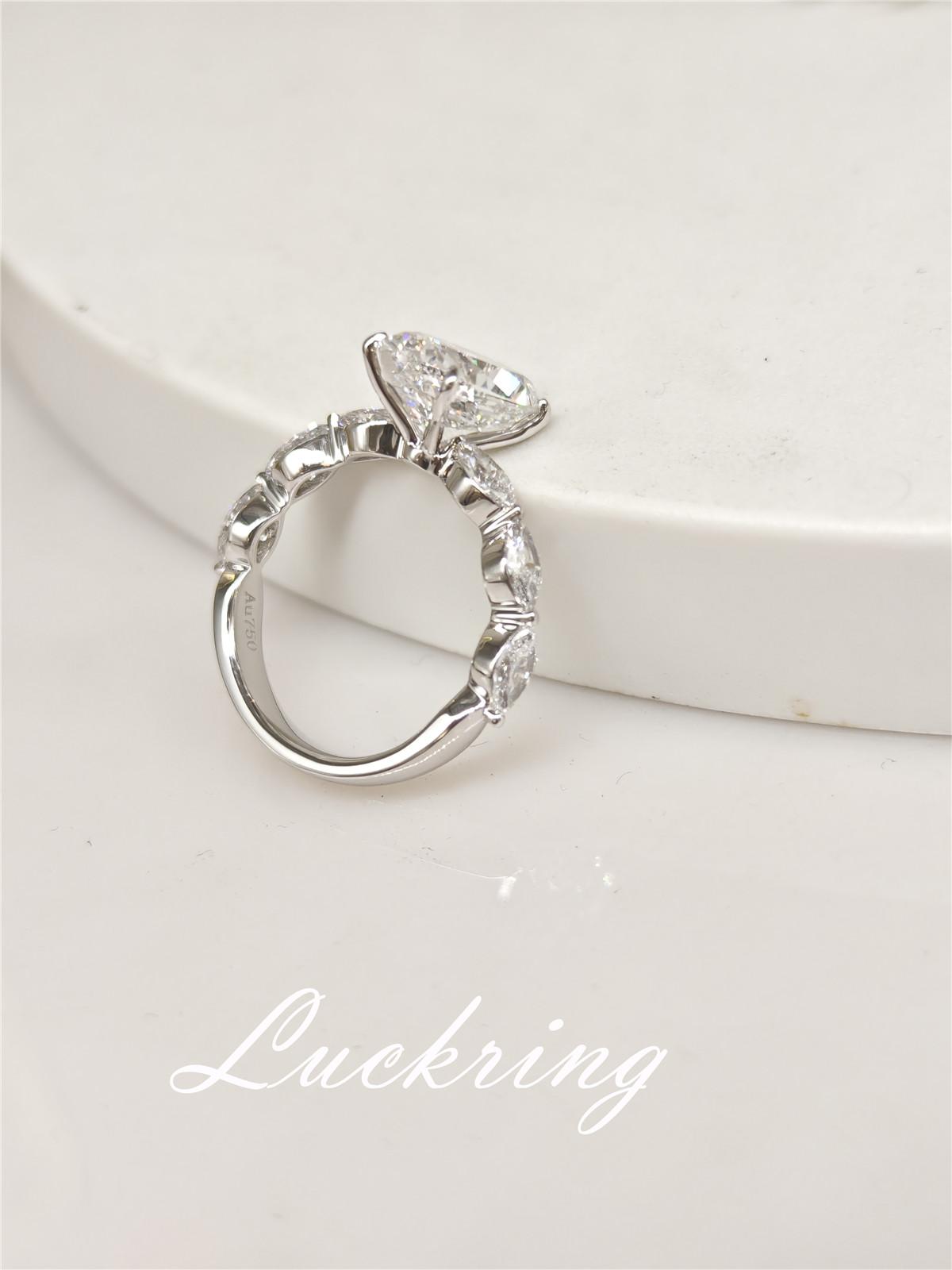 10K Solid Real gold Lab grown Diamond 4CT Oval IGI Diamond Ring Engagement ring Female MARQUISE 18K yellow gold wedding ring