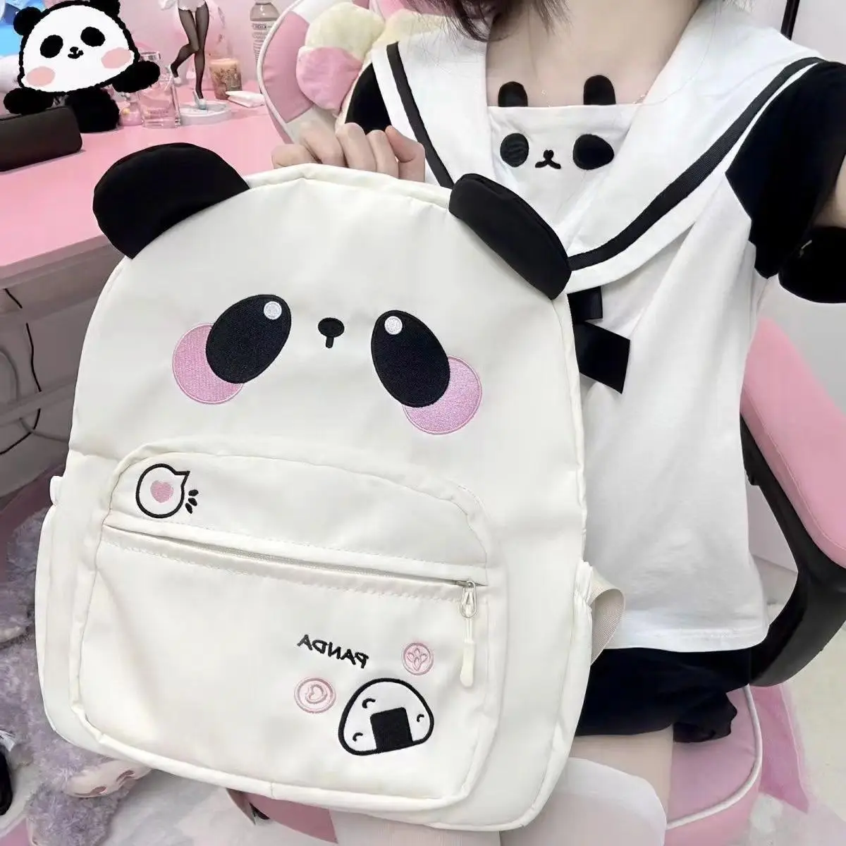 Panda Rilakkum Backpack Anime Student School Shoulder Bag Kids Cute Travel Backpack Children Birthday Gift