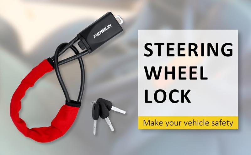 Popular Car Steering Wheel Lock, Seat Belt Lock, Anti-Theft Device, Maximum Length 17inch cm, Compact and Lightweight, Multi-Functional, Suitable for Most Vehicles, SUVs, Golf Carts, Red Front Bumper Rear Bumper Body Kit