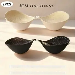 2pcs 5cm Thickened Push-Up Adhesive Bra, Front Buckle Invisible Strapless Pasties, Anti-Slip Bust Enhancer for Small Breast