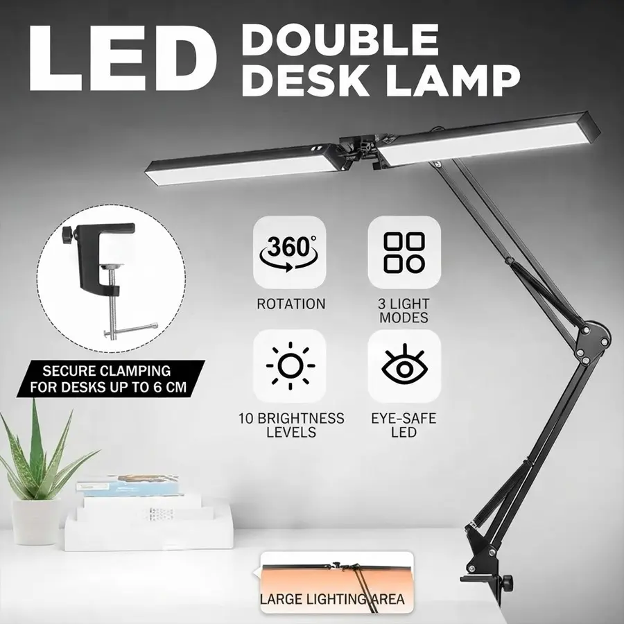 LED desk lamp, black – featuring a 360° swivel arm, three light colours and Adjustable Light – modern USB design, suitable for use in bedrooms, living rooms and offices; indoor lighting desk lamp