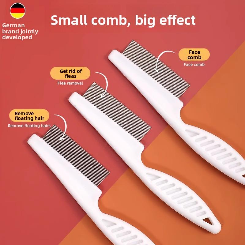 Dog Comb Cat Comb Special for Cats and Dogs, Fine Tooth Comb for Teddy Dogs, Flea Removal Supplies for Bichon Frise Pets shedding blade head lice Portable Hair Roller cow scratching brush bag