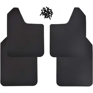 Universal Mud Flaps 4-Piece Set for Trucks/SUVs - Black/Red, Pre-Mounted Screws, Mud Splash Protection, Off-Road Mud Guard with Adjustable Clamps| Heavy-Duty Weatherproof Design