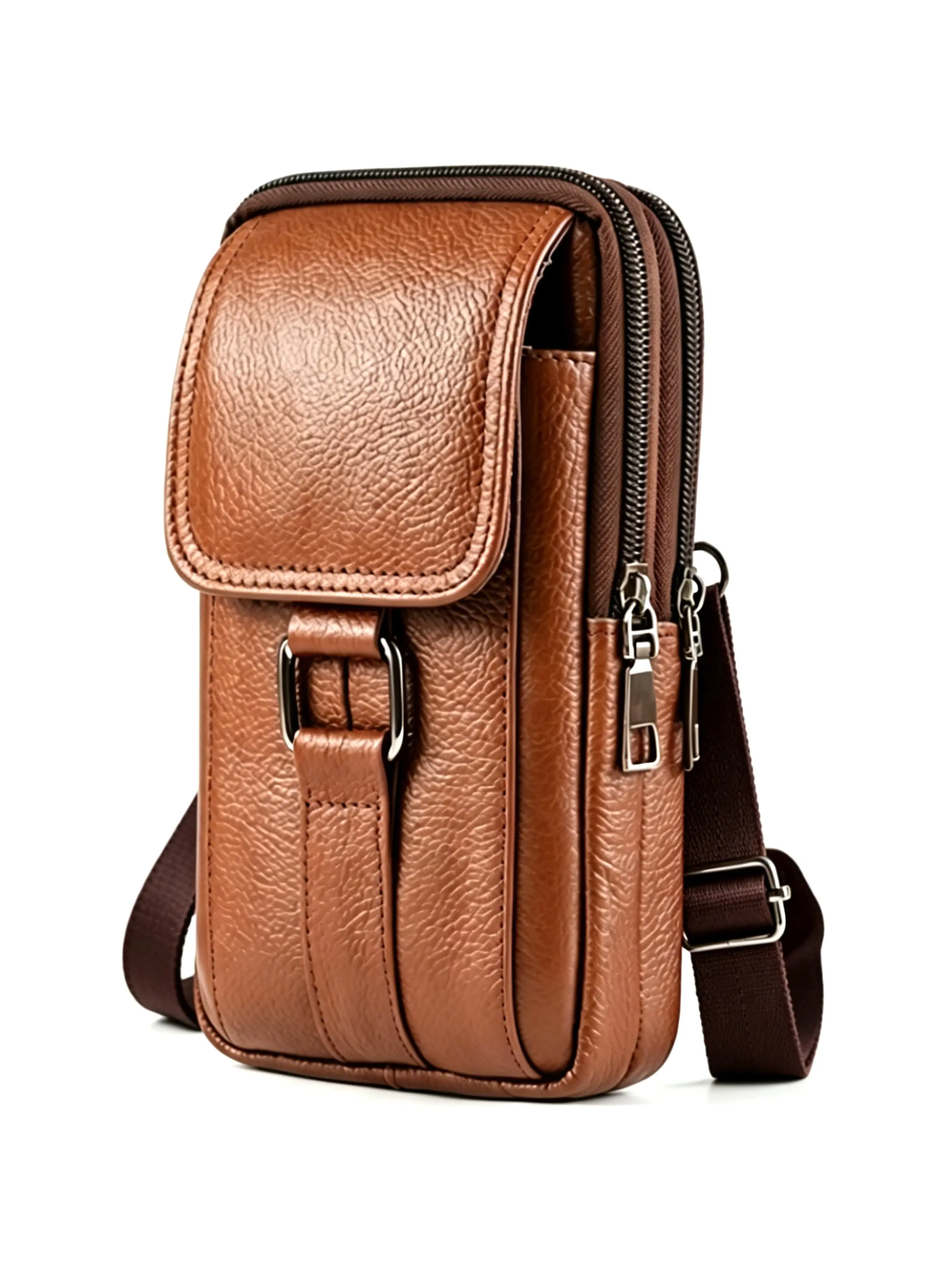 Men's Genuine Leather Phone Waist Bag, Multi-Functional Belt-Pocket Wallet, Outdoor Leisure Durable Smartphone Case, Leather Belt Bags