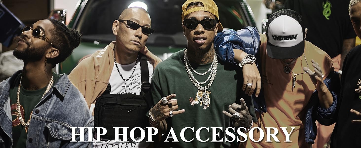 LOLIAS Black Gold Cross Necklace for Men Stainless Steel Byzantine Chain With Cross Pendant Necklace Mens Gift 22-30lnch