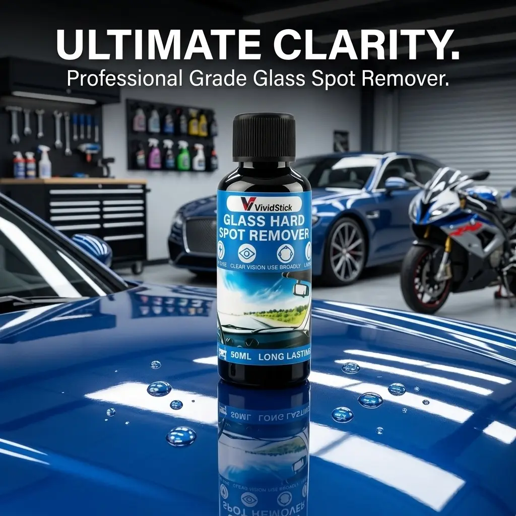 50ML Car Glass Water, Hard Spot Remover, Windshield Cleaner, Quick Clean, Easy Wipe, Anti-Fog, Removes Water Stains and Oil Film, Universal for Cars and Motorcycles