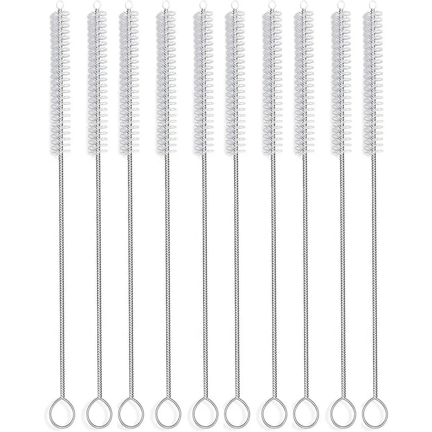 10-Pack 10-Inch Nylon-Steel Cleaning Brushes, Flexible Tube Brushes with 0.4-Inch Bristles, Rust-Proof Wire Cleaners for Automotive Fuel System Pipes & Reusable Tumblers