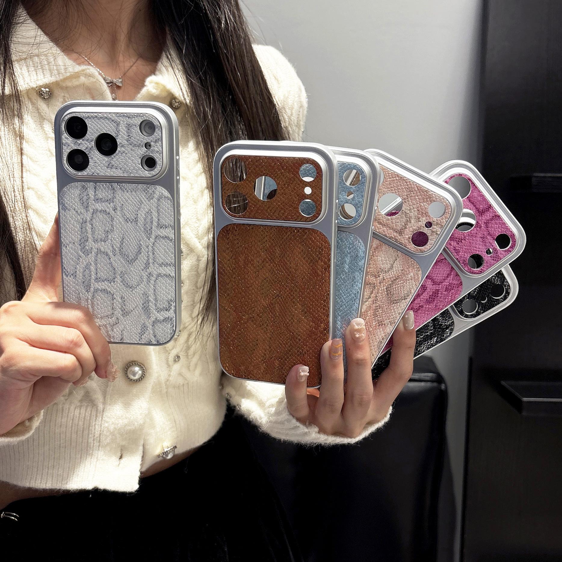 Crocodile Skin Pattern Glitter Phone Case for iPhone 17 Pro Max, 16 Pro, 15 Pro, Precise Cutouts