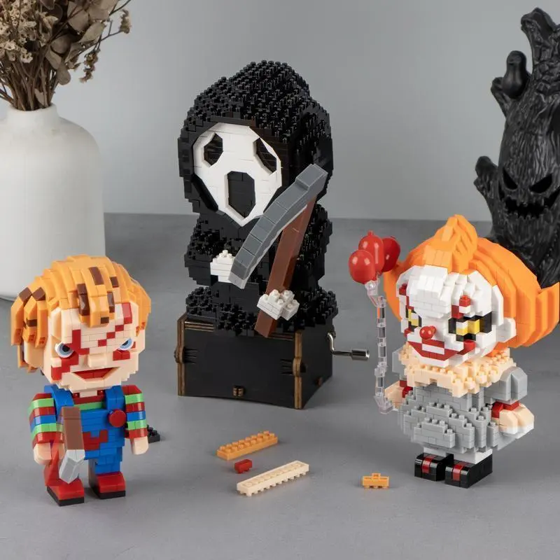“Halloween themed  Halloween building blocks: Handmade death, clowns and horror scenes – creative holiday joy for children!”