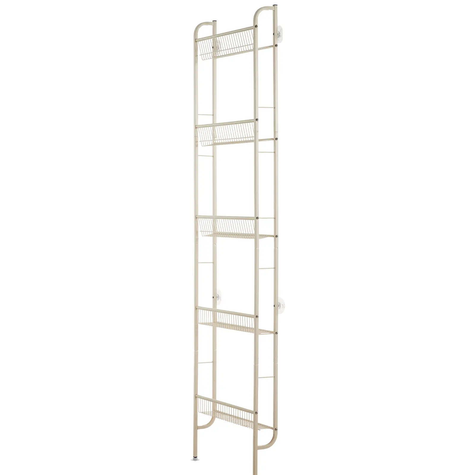 Space-Saving 5-Tier Narrow Slim Storage Rack, Freestanding Bathroom Shelf with Anti-Slip Base, Multipurpose Organizer for Door Gap, Kitchen, Laundry and Pantry
