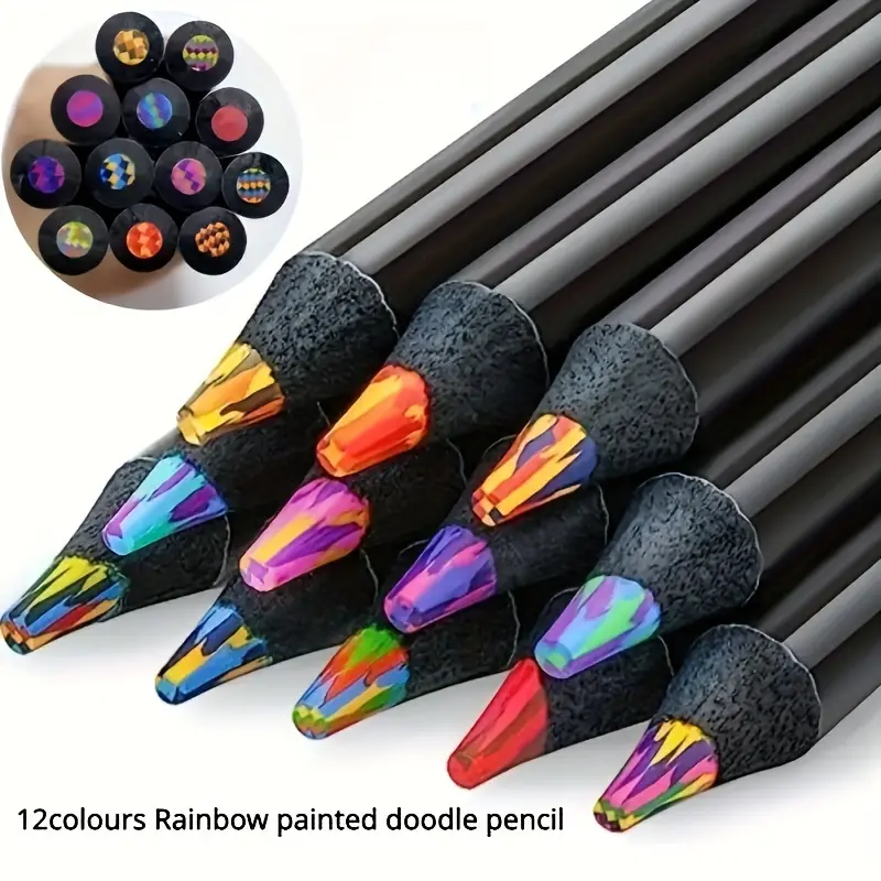 3 Rainbow Pencils, Magical Gradient Colors - Dust-free, 2mm+ lead diameter, suitable for ages 3 and up..