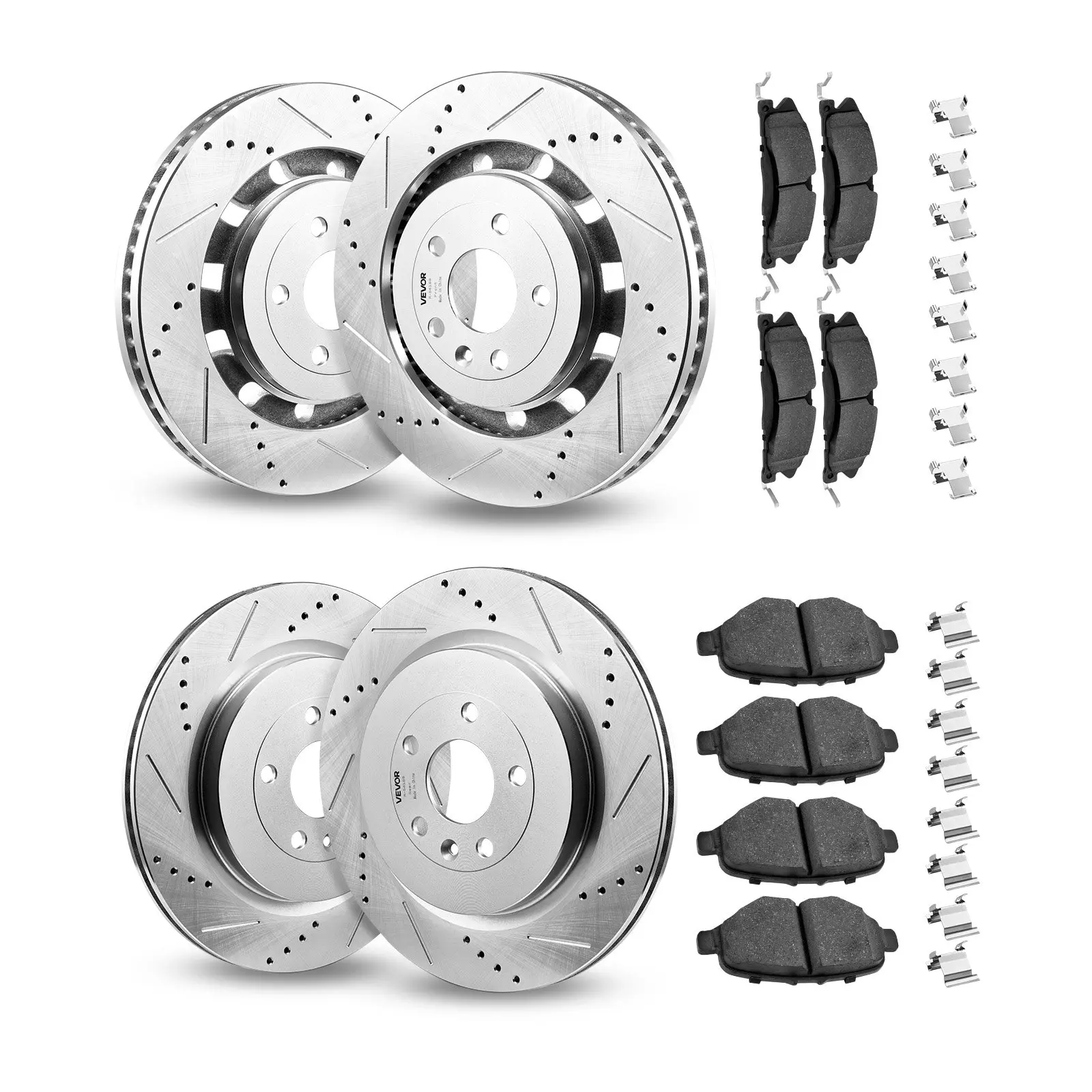 【DealsForYouDays】VEVOR Front and Rear Brake Kit Fits for 2013-2015 Ford Explorer (Limited, Sport, XLT; Heavy Duty Brakes), 2018 Ford Explorer (Limited, Platinum, Sport, XLT; Heavy Duty Brakes; 2 Piston Rear Caliper)