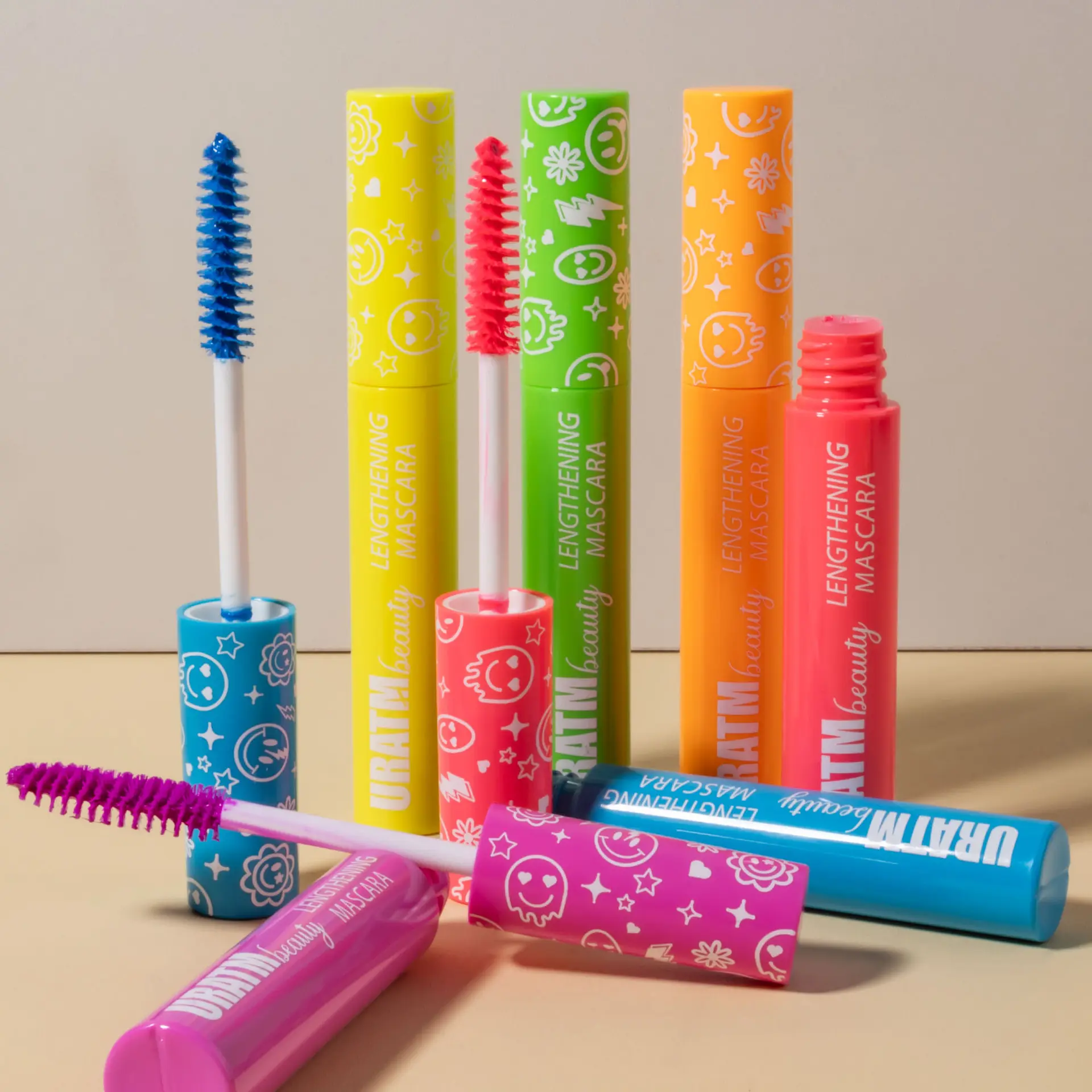 Vibrant Colored Lengthening Mascara Waterproof Smudge Resistant Neon Blue Green Purple Yellow Pink Orange Eyelash Mascara for Daily Festival Looks Beauty Mascara