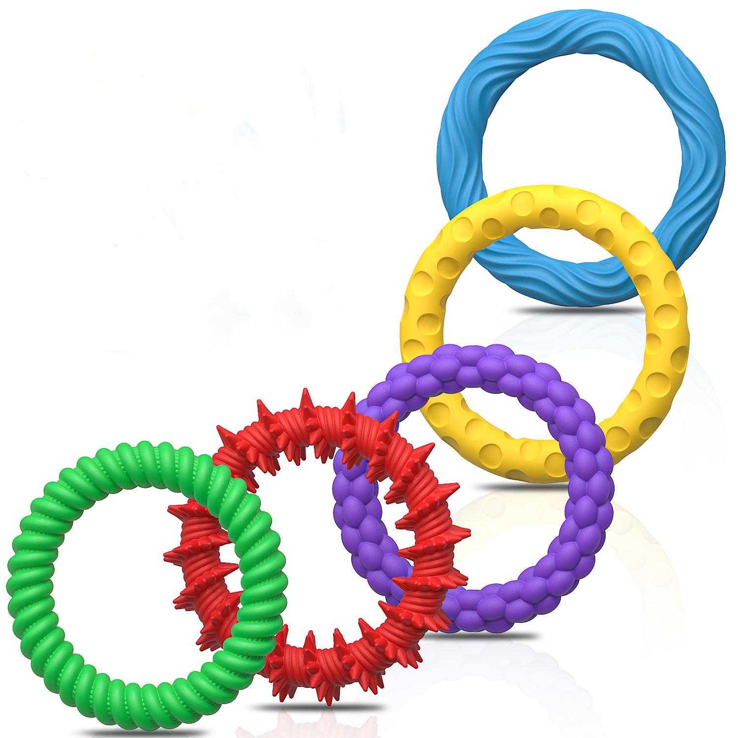 Multicolor Stretchy Fidget Bracelet, 5 Counts 5 Textures Sensory Toys, Creative Stress Relief Toy for Calming & Soothing, Sensory Bundle, Stress Relief Fidgeting, Decompression Squeeze, Stress Relief Gadgets