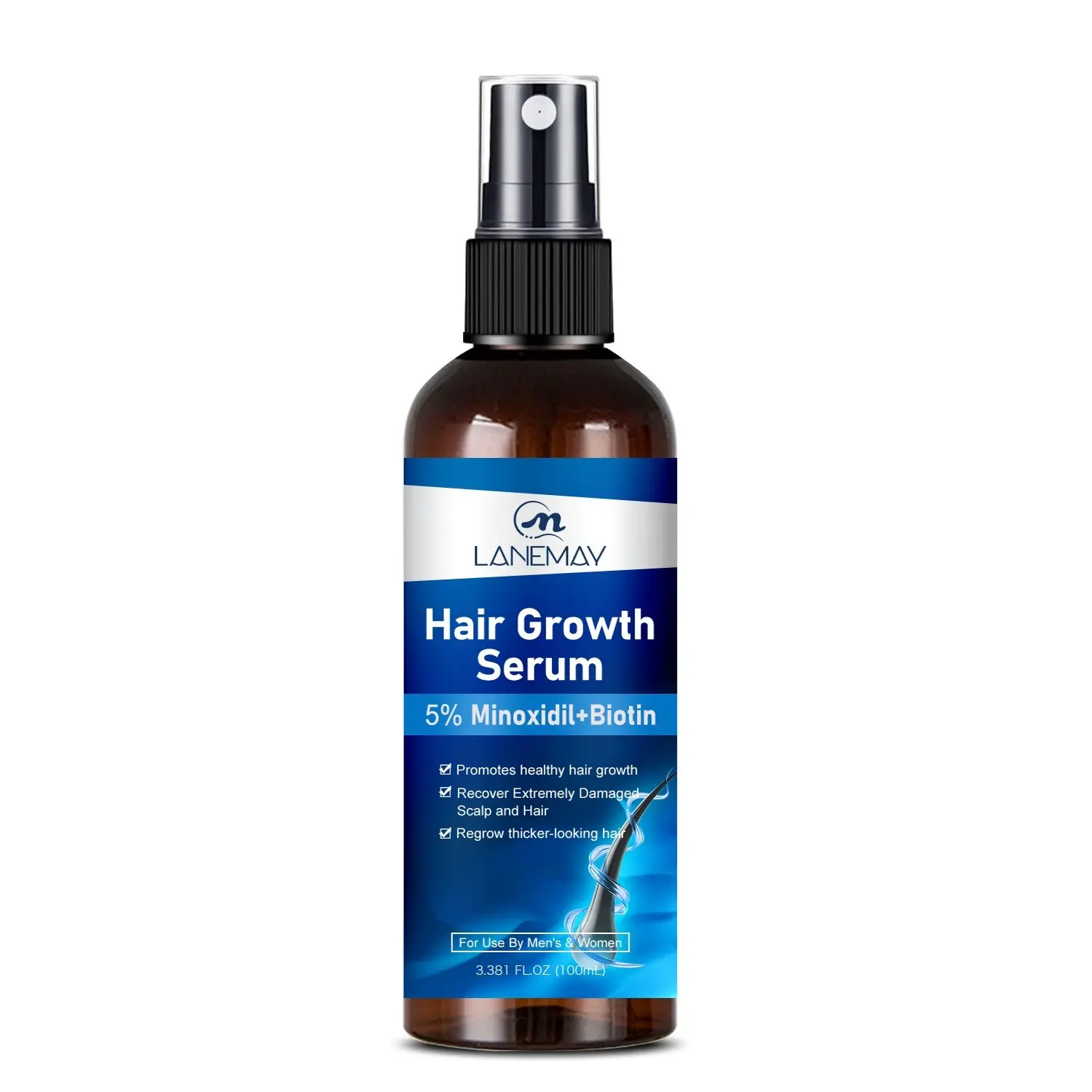 5% Minoxidil Hair Growth Serum,With Biotin & Ginger,Nourishing Scalp Spray,For Hair & Beard Growth,Reduce Hair Loss,Men and Women,100ML