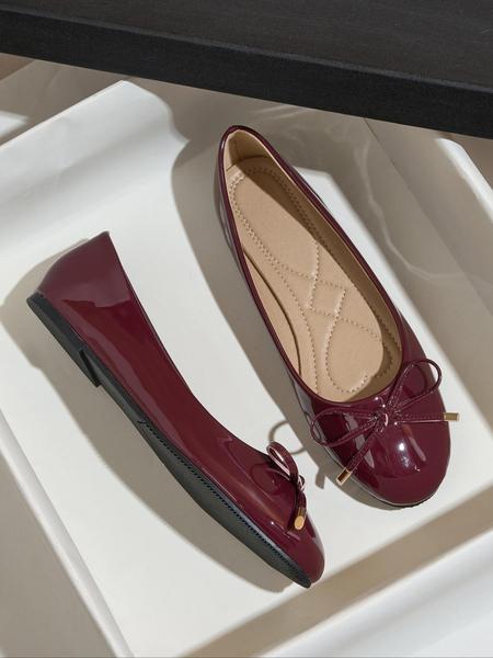 Women's Elegant Solid Color Bowknot Design Mary Jane Shoes, Fashionable Pointed Toe Flat Shoes, Casual Flats for Daily Wear, Lightweight Breathable Comfortable Shoes for Women & Girls