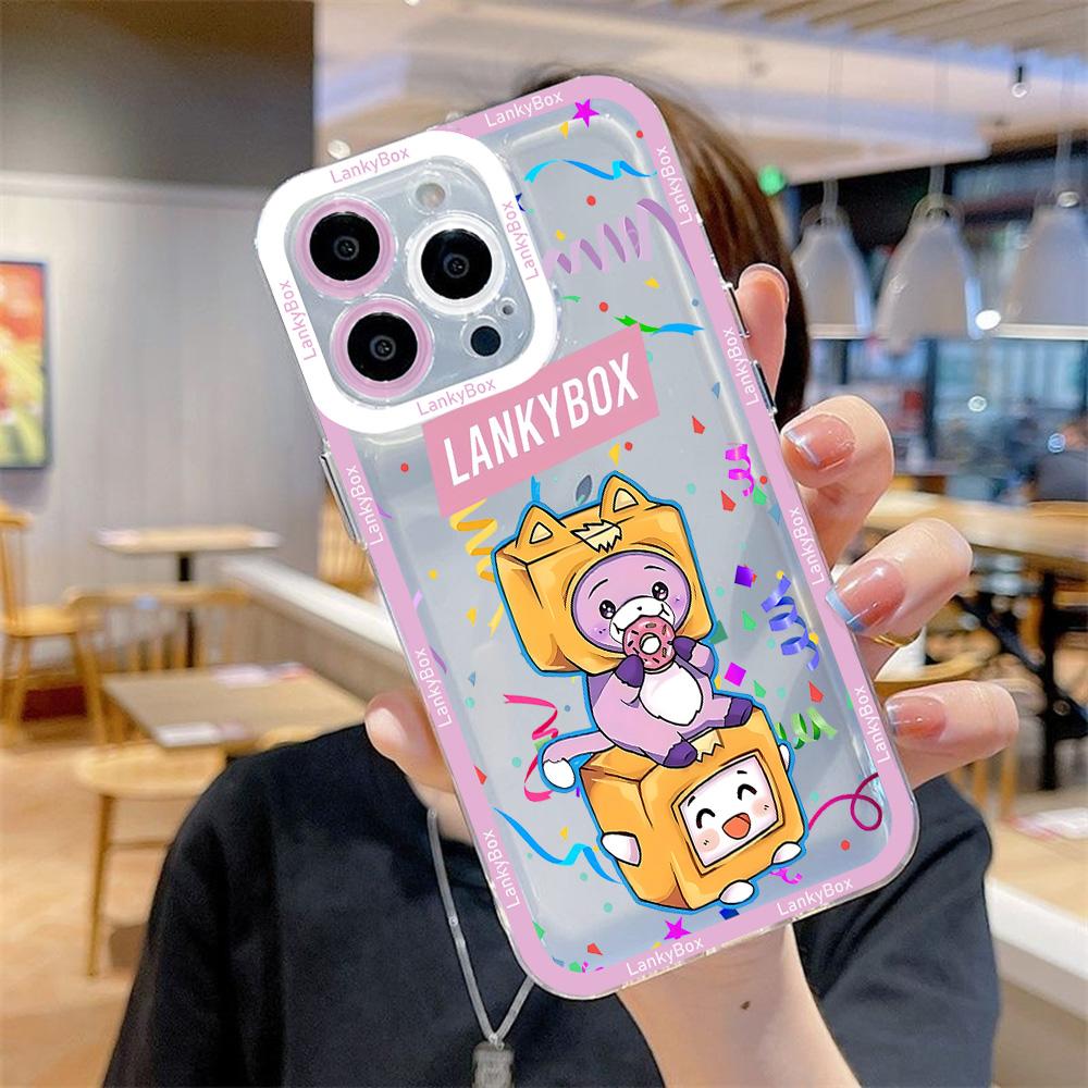 Cute Cartoon LankyBox Phone Case For iPhone 17 16 15 14 13 12 11 Pro Max Plus Transparent Cover