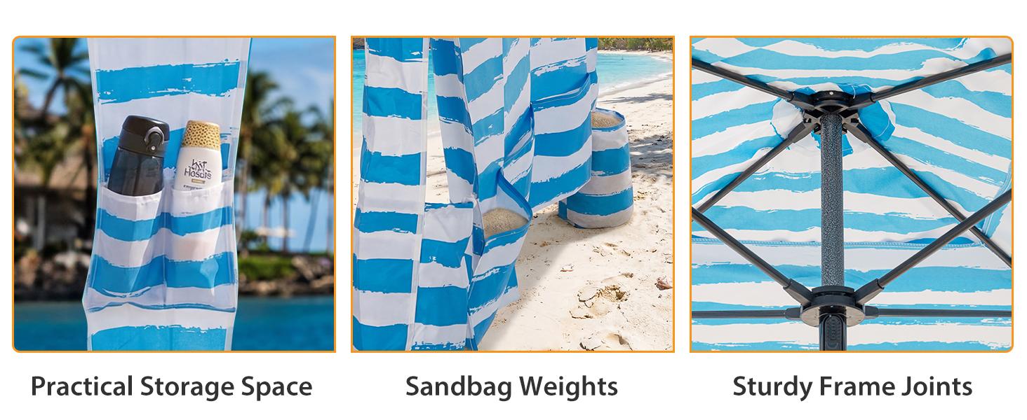 Beach Tent Cabana Portable Shelter Canopy UPF 50+ Waterproof Easy Setup Sun Shade with Vent Top Sand Pockets Carry Bag for Outdoor Family Fun