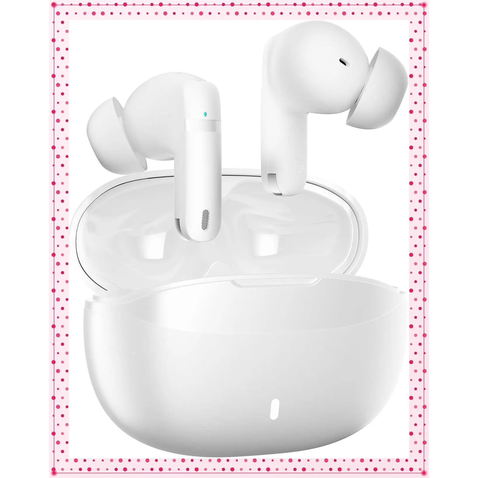 Wireless Earbuds with 100H Battery Life, Bluetooth 5.4, ENC+ANC Noise Cancelling, Touch Control, Stereo Deep Bass, True Wireless Earphones for Sports/Workout/Gym (White)Gift