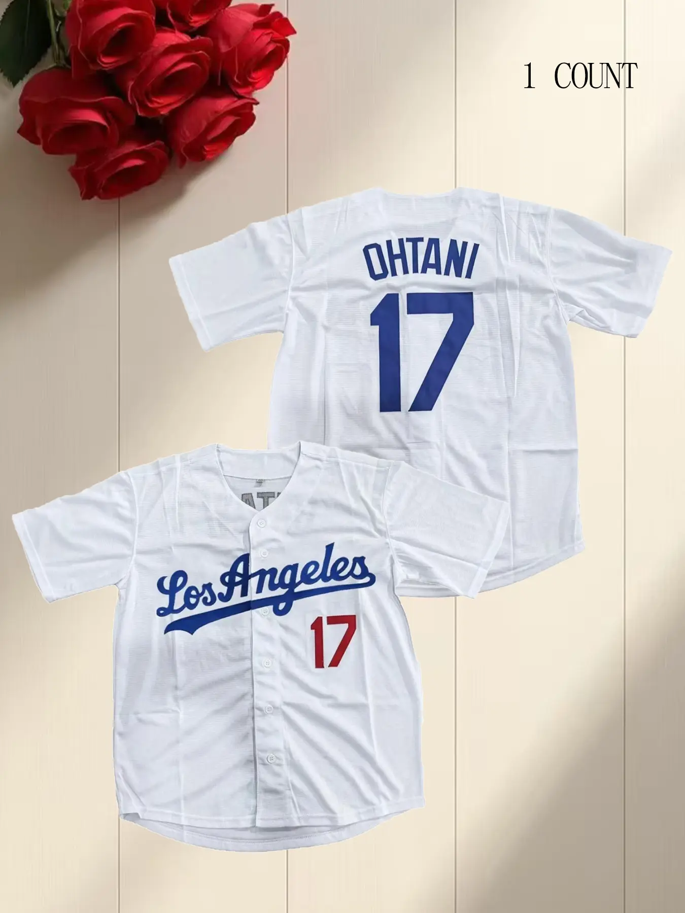 Men's Letter & Figure Embroidered Baseball Jersey, Casual Loose Short Sleeve V Neck Baseball Top, Athletic Tops for Fall & Winter, Men's Embroidery Sportswear for Training & Competition