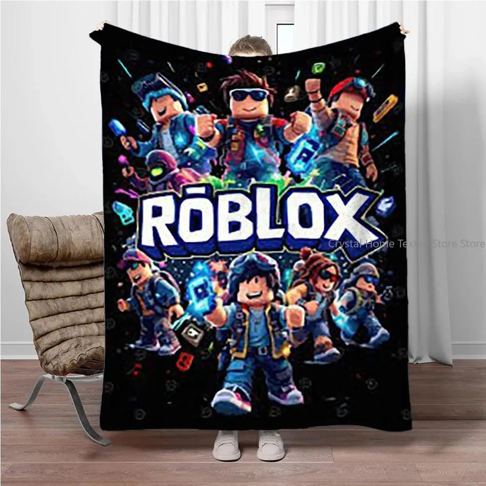 3D RR-Robloxs Cartoon Game Flannel Blanket,Soft Throw Blanket for Home Bedroom Bed Sofa Picnic Travel Office Blanket Kids Gifts