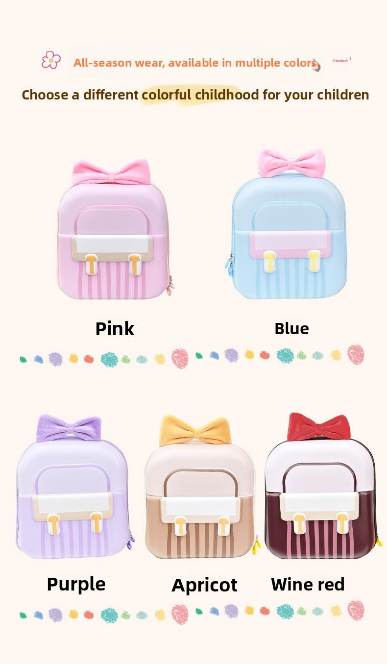 Kindergarten and primary school student backpack with sweet bow, lightweight eggshell double-shoulder bag for boys and girls, new trendy children's backpack