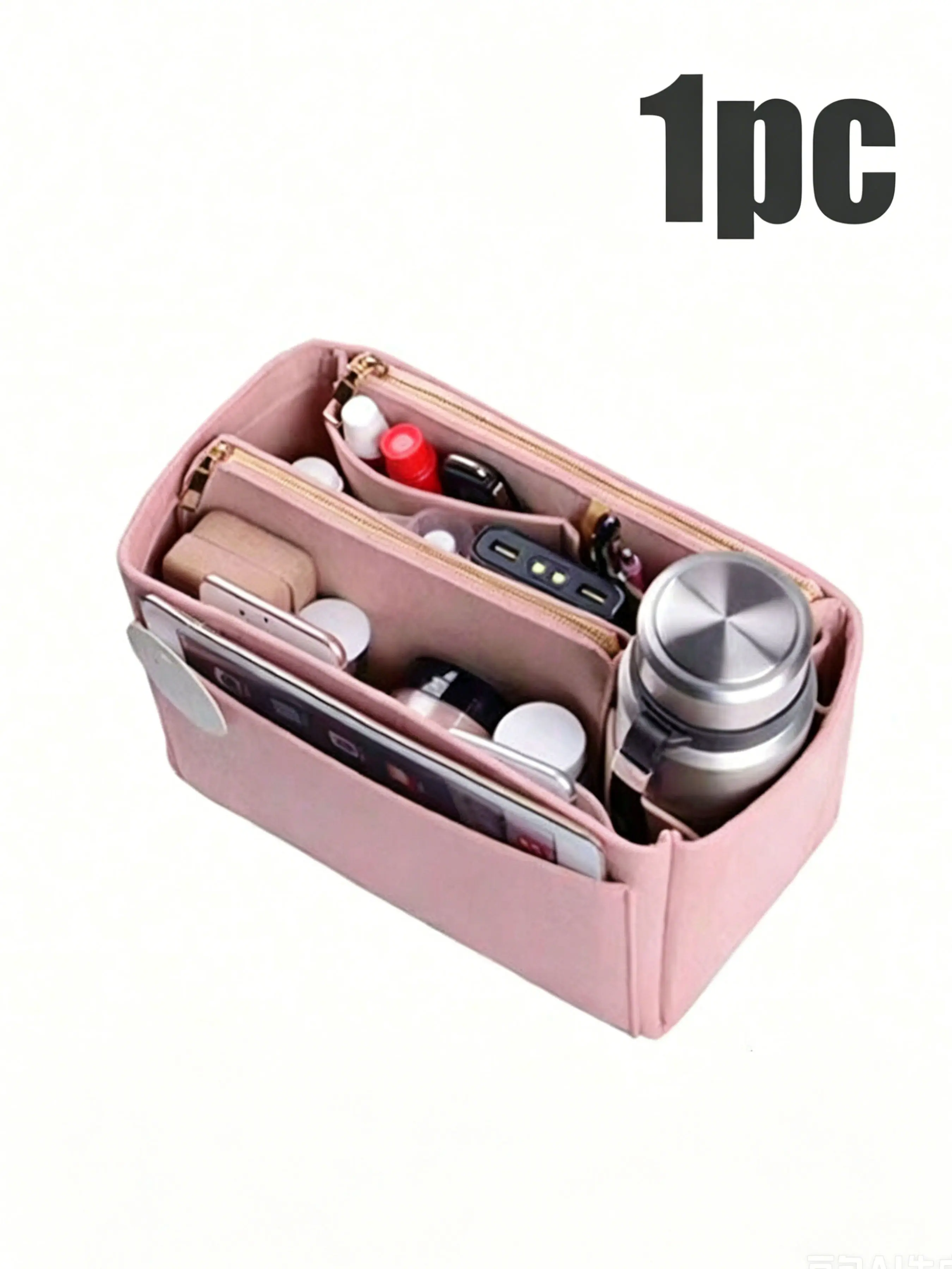 Multifunctional Large Capacity Expandable Felt Makeup Bag, Cosmetic Bag, Includes Inner Liner, Desktop Organizer, School Supplies, Teacher Gift