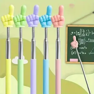1/2Pcs  Random Color Retractable Dual Finger Reading Pointer, Kids Dyslexia Reading Aid Stick, Portable Teacher Teaching Aid Pointer, Anti-Skip Line Reading Guide for Classroom Homeschool