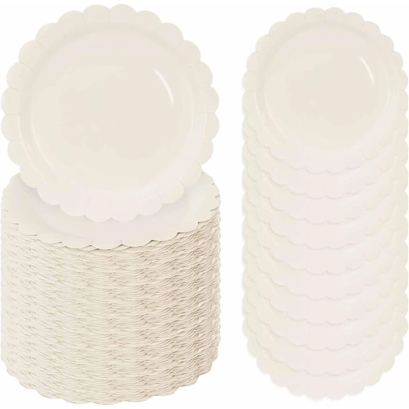50 count  Scalloped Paper Plates 7 Inch Disposable  Scalloped Dinner Plates for Wedding  Shower Birthday Party Supplies Disposable Dessert Plate