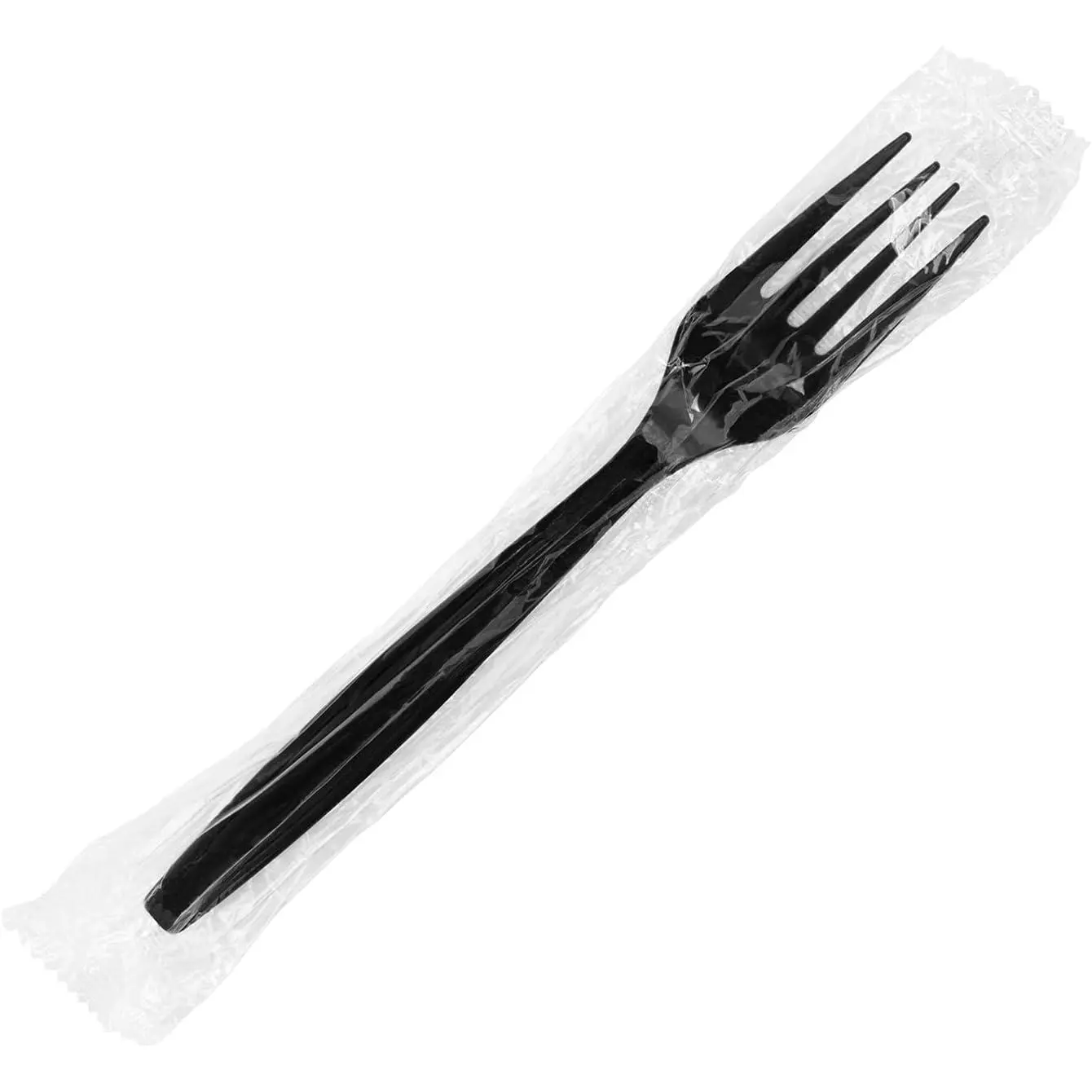 [7 inches - 1,000 ct] Heavy Weight Plastic Forks, Individually Wrapped, Sturdy Disposable Forks for Cafe, Concession Stand, Home Uses | Black
