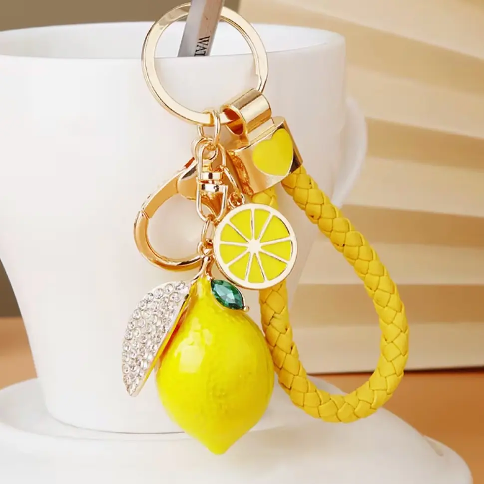 1PC Lemon Fruit Keychain, Cute Lemon Bag Charm for Keys, Backpack & Car Accessories, Gift for Women, Girls & Fruit Lovers