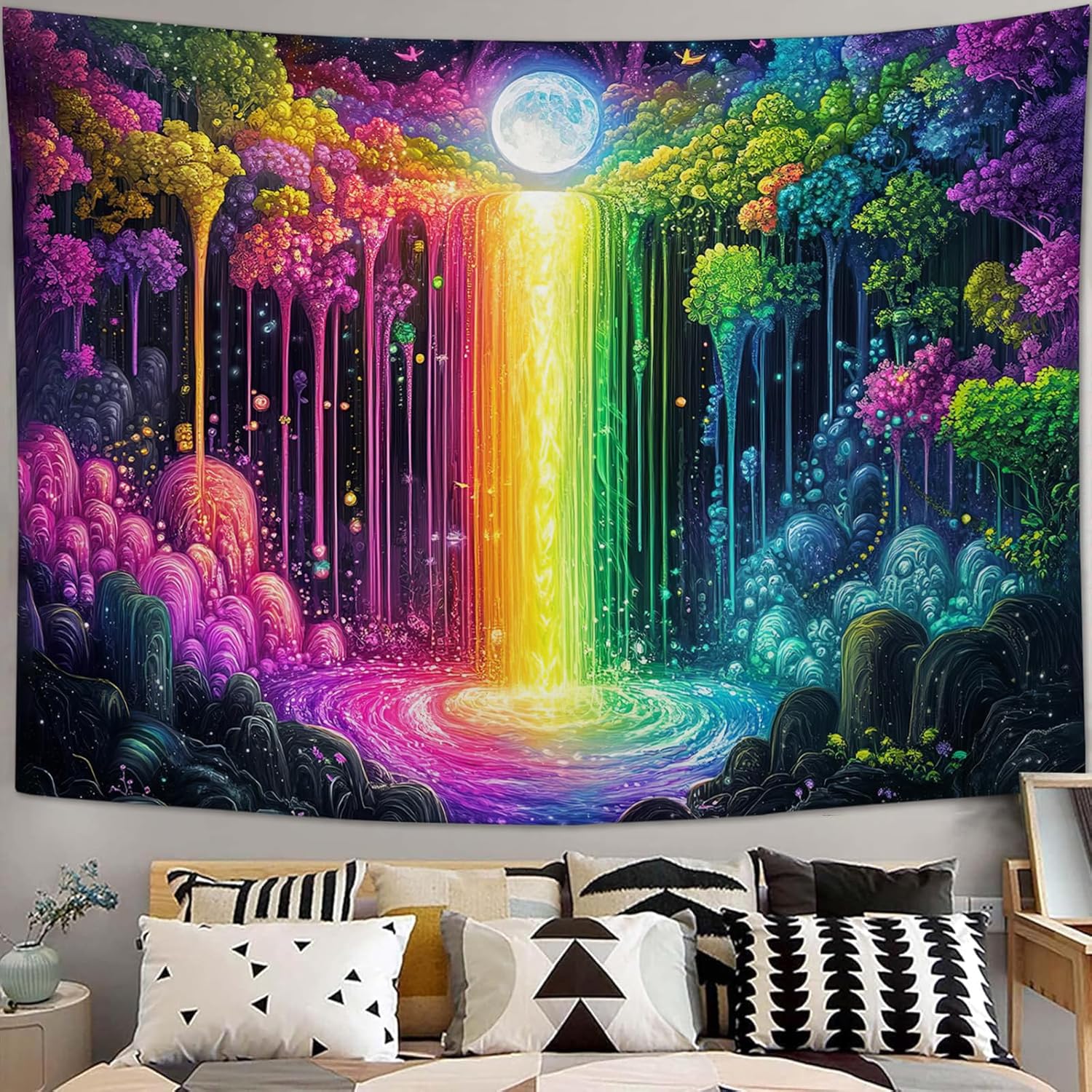 Purple Snake Tapestry Floral Moon Aesthetic Tapestries Boho Wall Art Witchy Hanging Decor Home Decoration for Bedroom Living Room Dorm 40"x60"